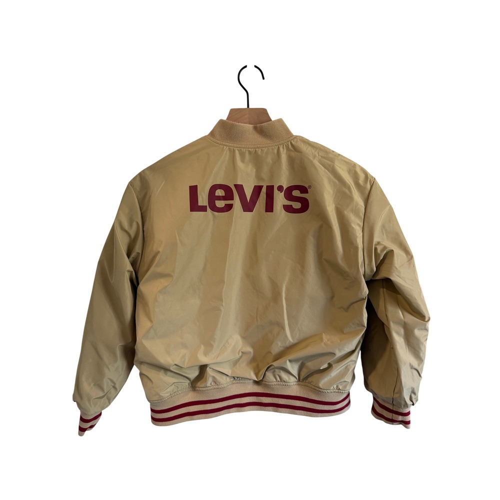 Levis Reversible Varsity Bomber Jacket Kids Red Khaki Asian Market Size M 150/72 - Picture 9 of 15